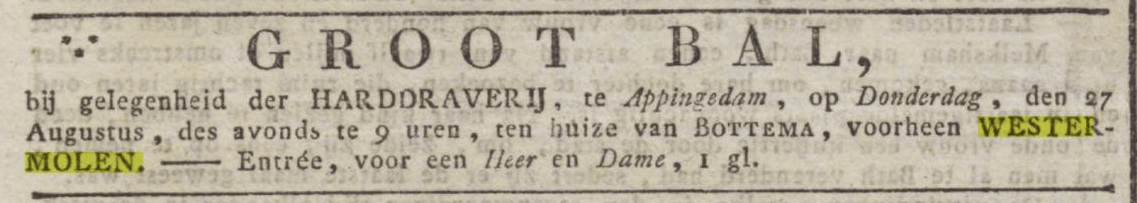 Advertentie in de Groninger Courant